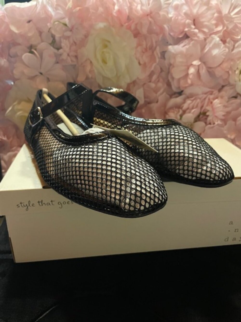 a new day Black Mesh Mary Jane Flats